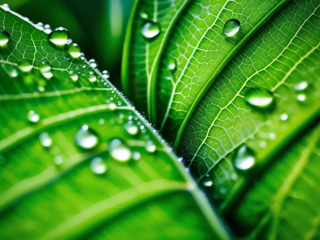 Hoja verde con gotas de agua: Rol química impacto mundo moderno