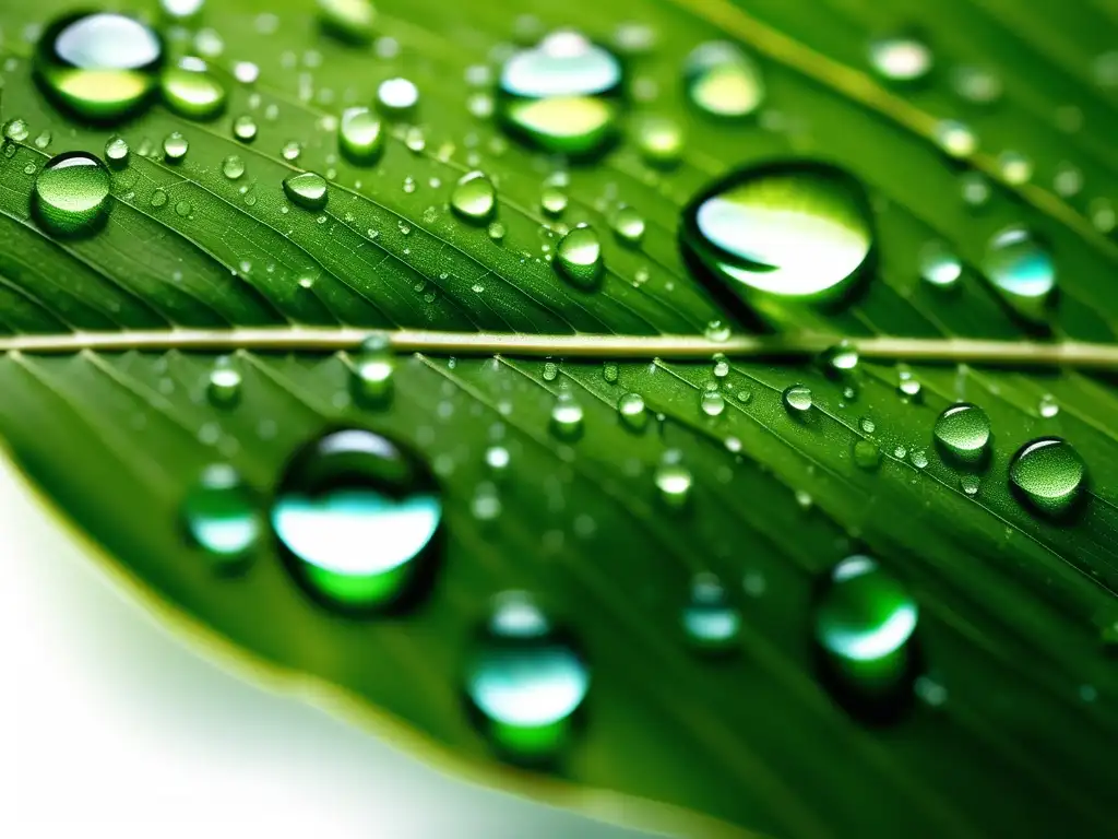 Hoja verde con gotas de agua: Química Ambiental para Energías Alternativas