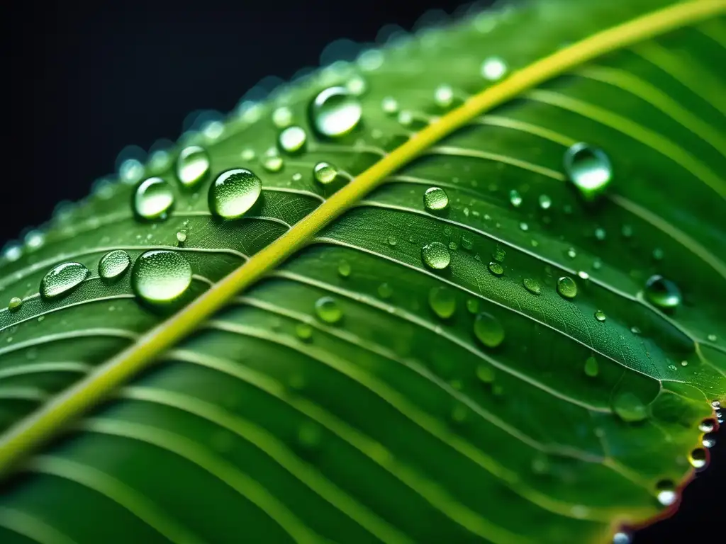 Hoja verde con gotas de agua: Electroquímica sostenible para futuro mejor