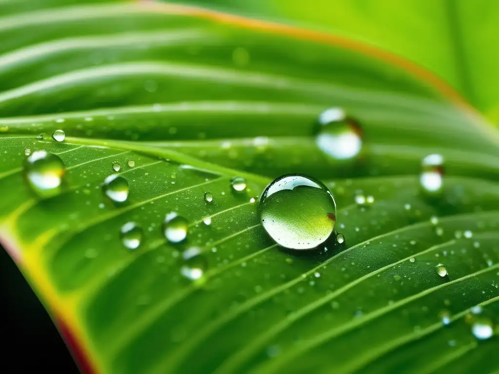 Hoja verde con gotas de rocío, simboliza el impacto de productos químicos en el aire que respiramos