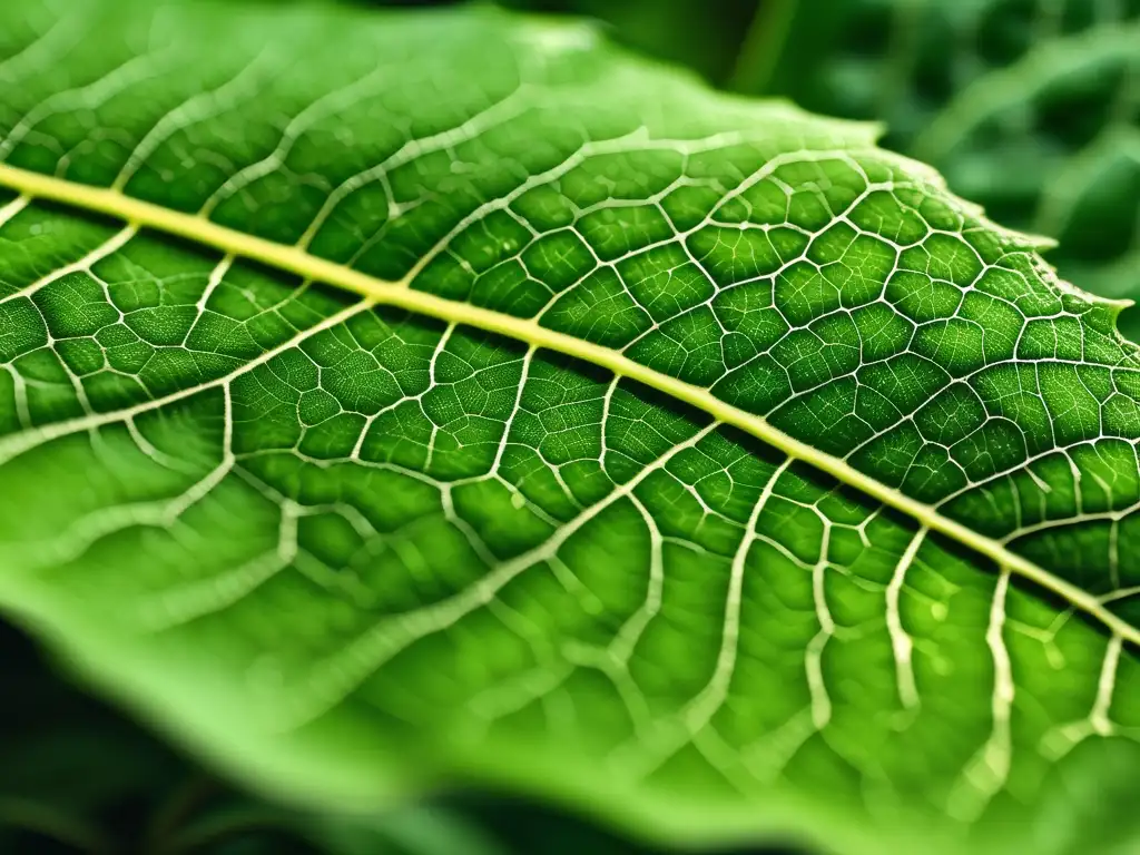 Química verde para un mundo sostenible: Hoja verde con detalles y texturas realistas