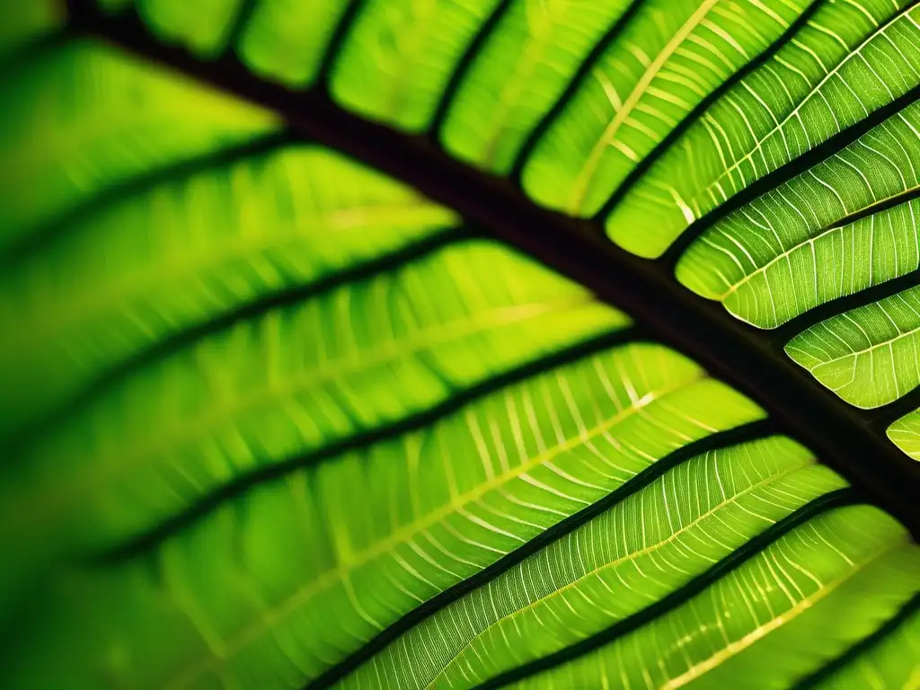 Hoja verde con detalles bioinspirados (Materiales bioinspirados en química)