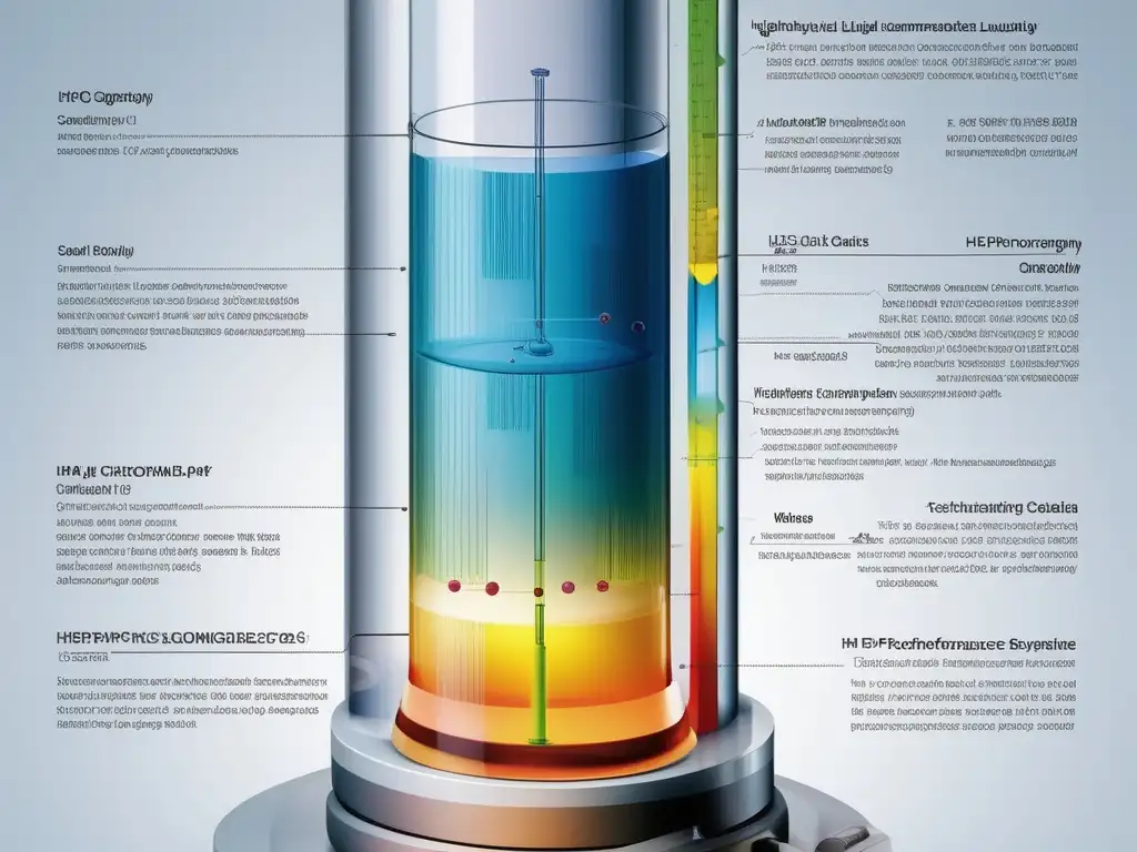 Imagen detallada de la técnica HPLC, con columna y fases móvil y estacionaria