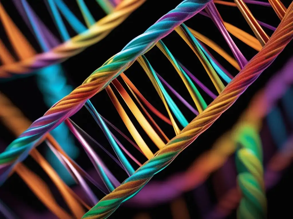 Importancia estructura ácidos nucleicos: detalla ADN en imagen macro, colores vibrantes y detalles precisos