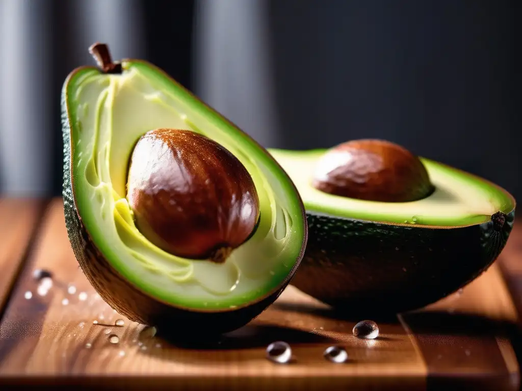 Beneficios y riesgos de la Química Orgánica en la alimentación: Avocado fresco y detallado con textura suave y vibrante color verde