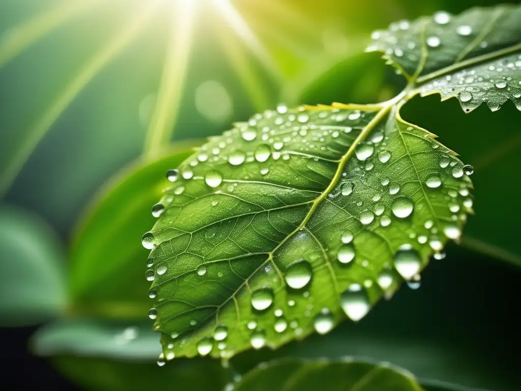 Imagen: Hoja verde con gotas de agua - Química Ambiental para energías alternativas