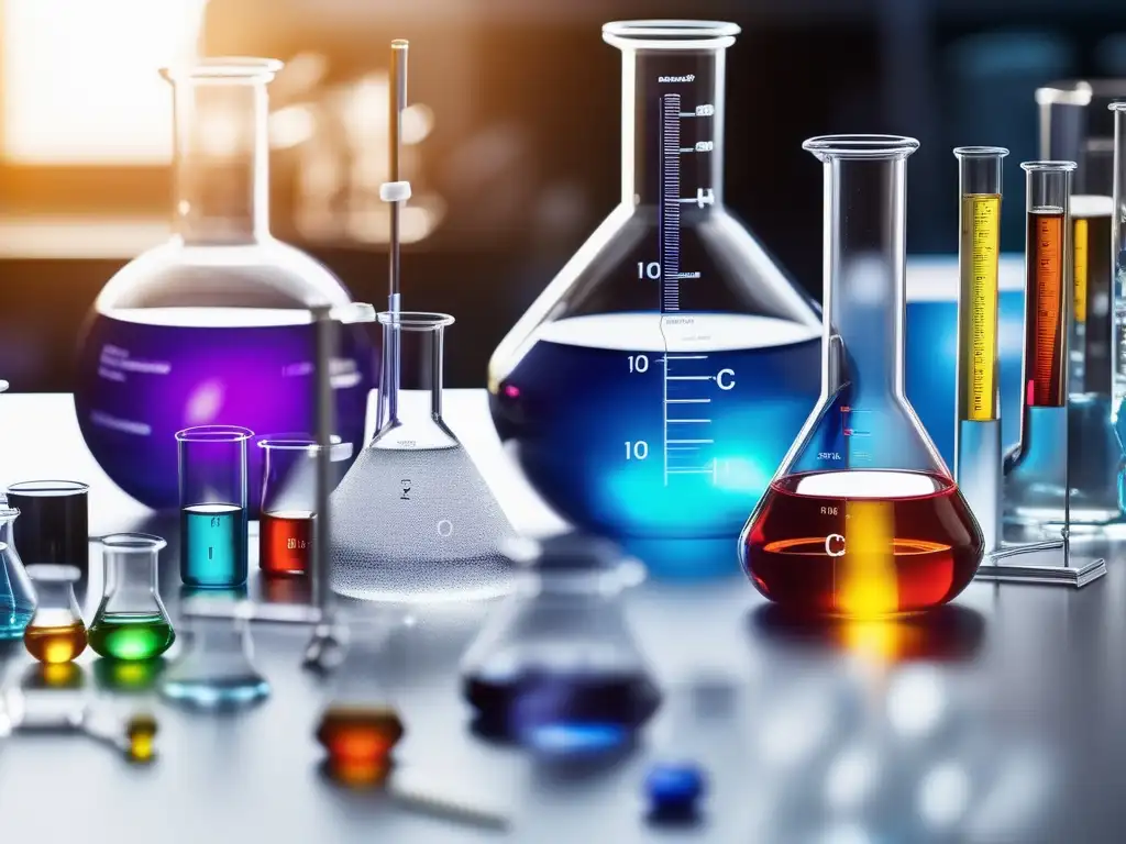 Especializaciones en química y petroquímica: Imagen detallada de un laboratorio con cristalería y equipos utilizados en química orgánica, inorgánica y analítica