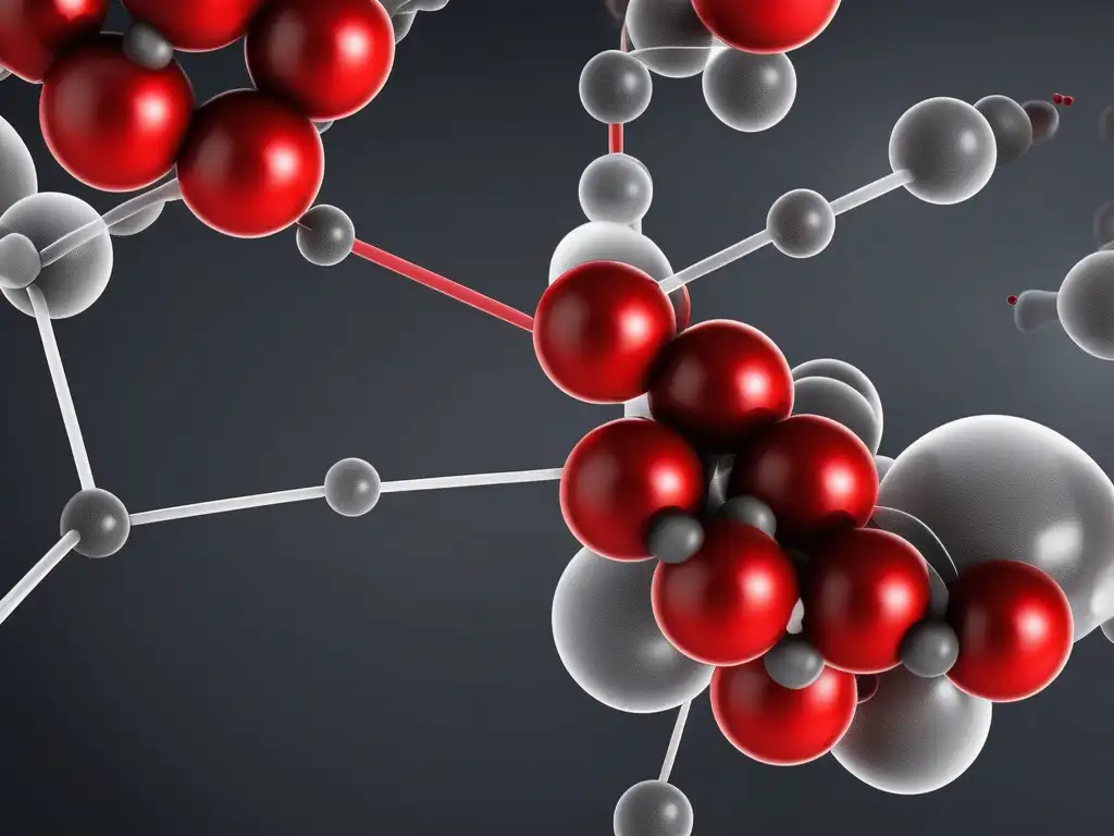 Molécula de gas de efecto invernadero (CO2) con impactos visuales y estructura molecular detallada