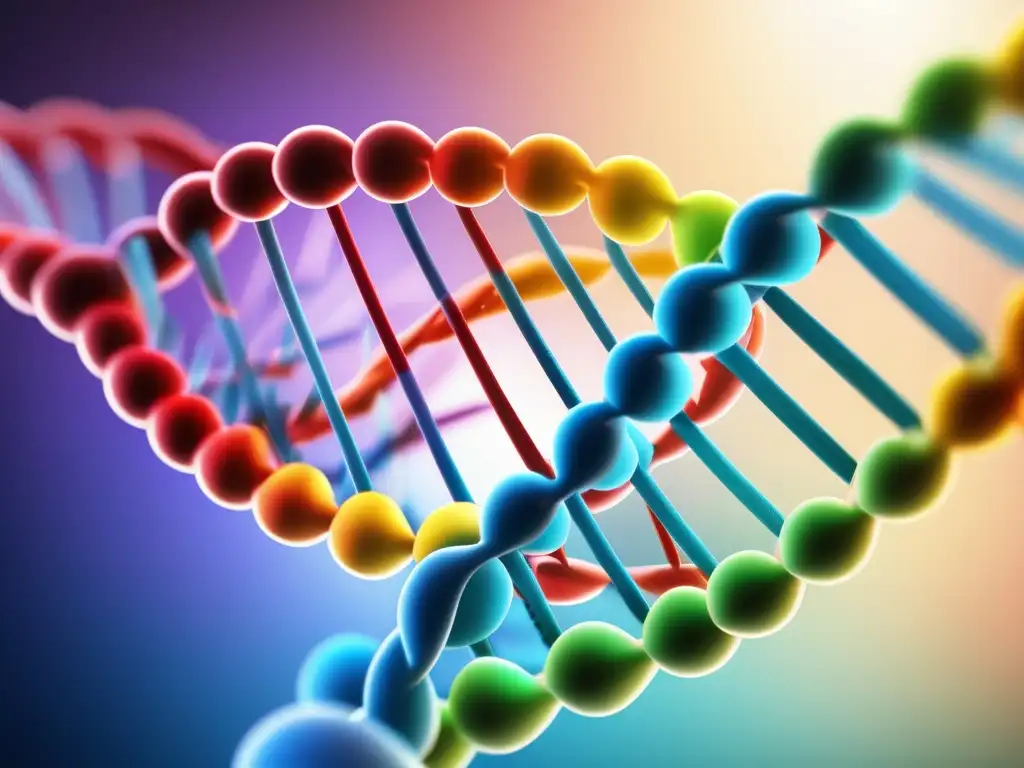 Estructura ADN: Detalles fascinantes de la doble hélice, nucleótidos, colores vibrantes y relevancia en el genoma humano