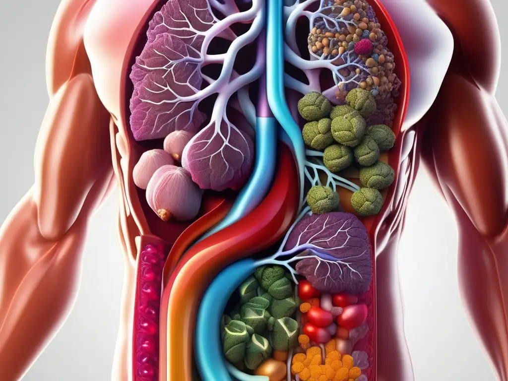 Interacciones farmacológicas en el cuerpo humano: imagen detallada y realista de órganos y sistemas afectados