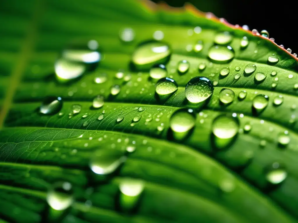 Hoja verde con gotas de agua: Energías Alternativas y Química Ambiental