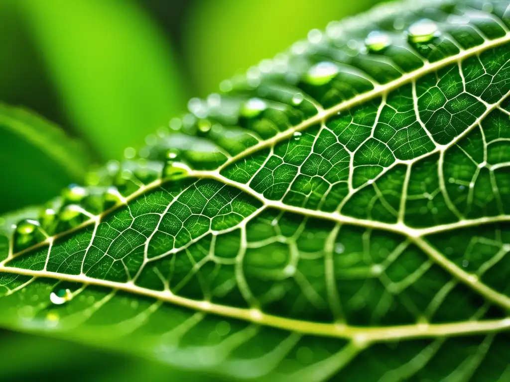 Detalle increíble de hoja verde con beneficios de la biodegradabilidad en química