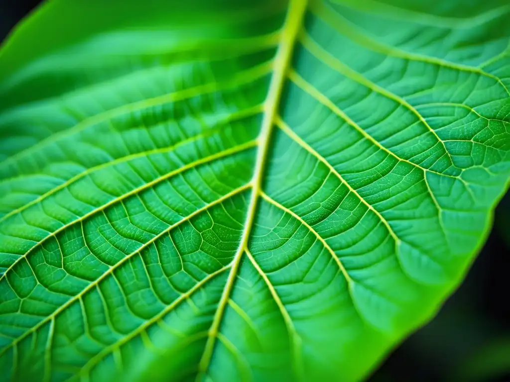 Hoja verde con detalles y textura, resaltando descubrimientos química verde revolucionarios