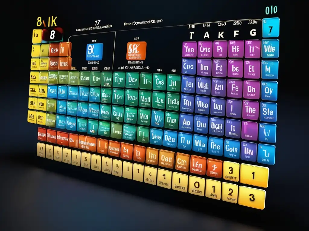 Importancia de la tabla periódica: Fotorealista imagen 8k con detalles meticulosos de los elementos