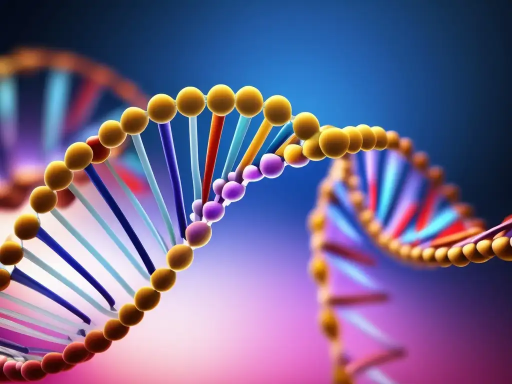Importancia del experimento de la doble hélice en el ADN: detallada imagen de la estructura del ADN destacando los nucleótidos y su código genético