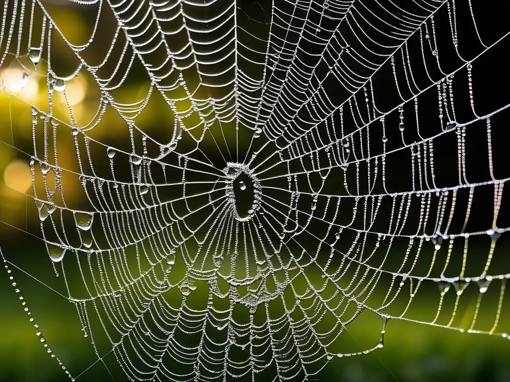 Materiales bioinspirados para sostenibilidad ambiental: Telaraña con gotas de rocío, belleza y complejidad del hilo de araña