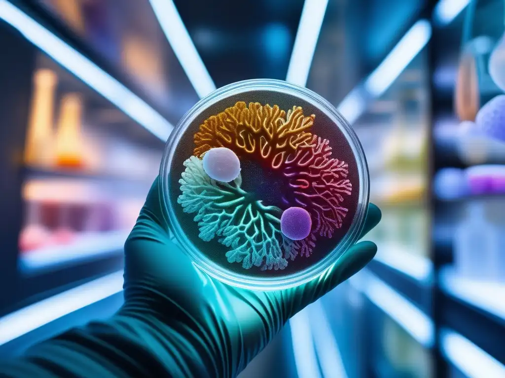 Mano de científico sosteniendo plato de Petri con bacterias resistentes a antibióticos: Beneficios de la química en la resistencia a los antibióticos