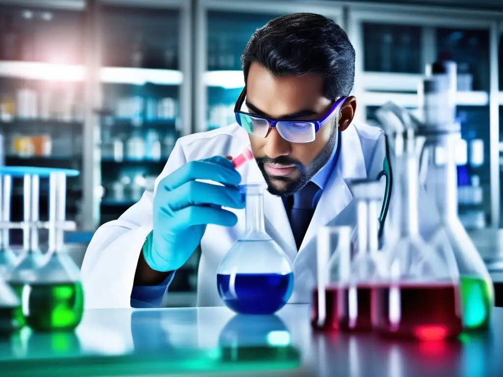 Impacto química farmacéutica: científico en laboratorio