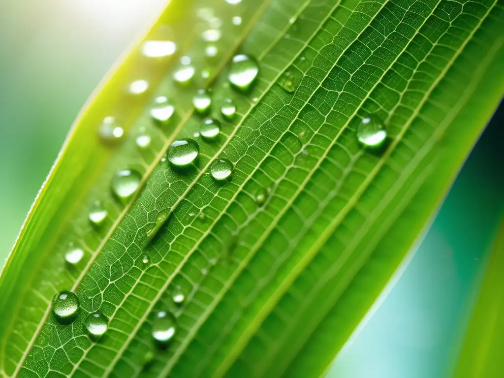 Hoja verde con gotas de agua: Beneficios de la química verde en cosmetología