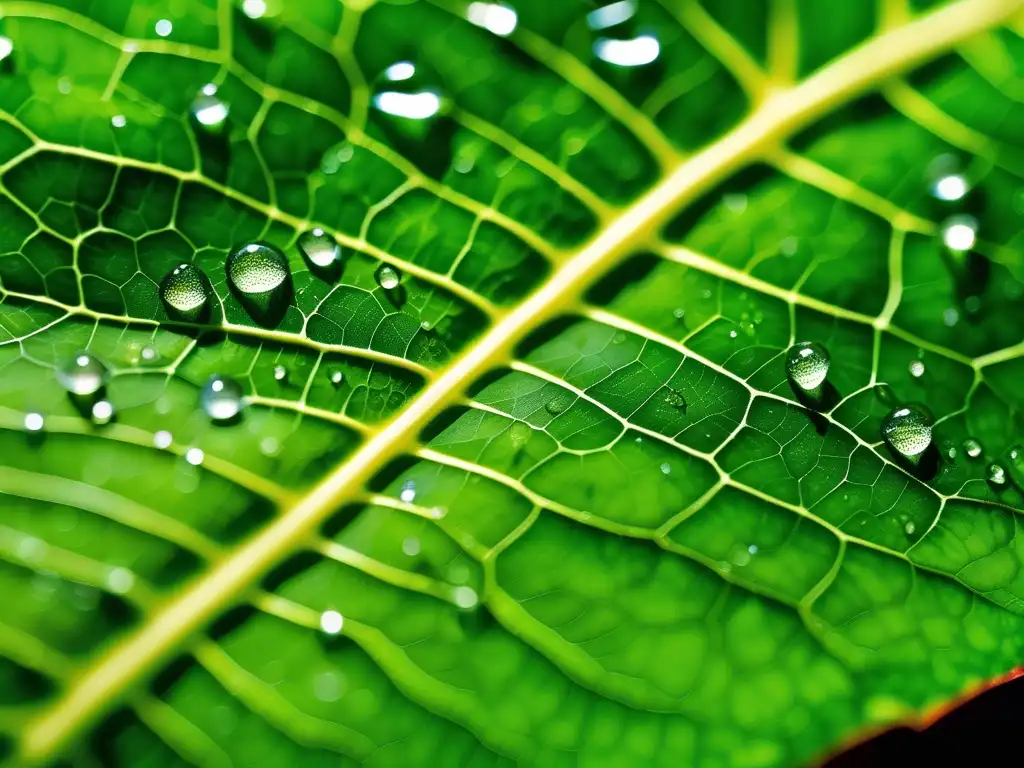 Hoja verde con gotas de rocío: beneficios química verde industria petroquímica