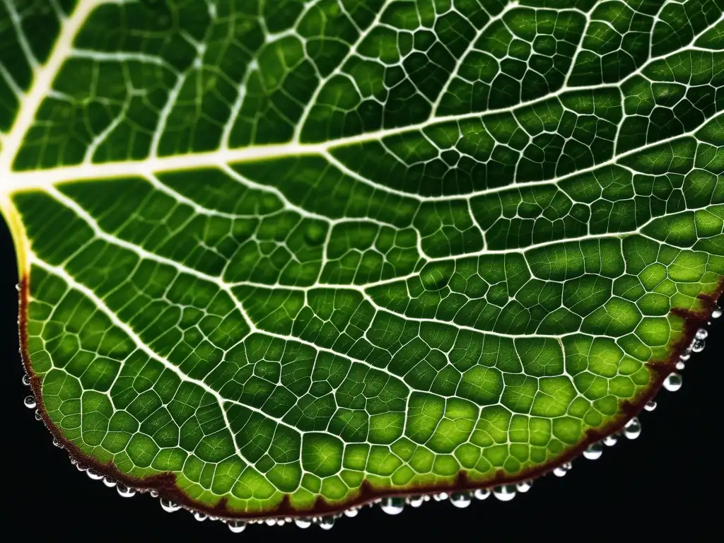 Importancia de alquinos en fertilizantes: hoja verde con gotas de agua, suelo oscuro, raíces entrelazadas y microorganismos