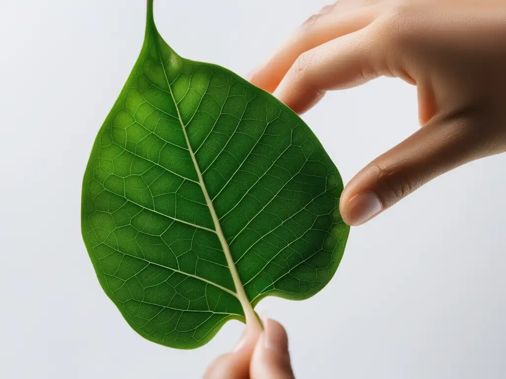 Beneficios de la química verde en cosmetología: mano sosteniendo hoja verde