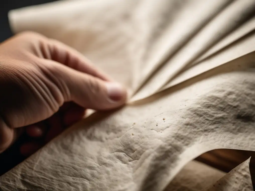 Textura del papel reciclado sostenible, gran detalle de la mano