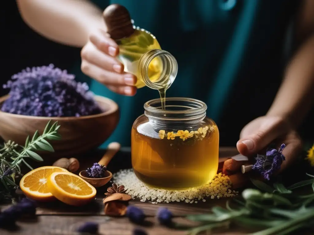 Manos con guantes haciendo jabón casero con ingredientes naturales - Paso a paso para hacer jabón casero