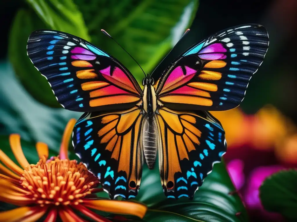 Impacto ambiental cosméticos biodiversidad en exuberante imagen de una mariposa delicada y una flor colorida