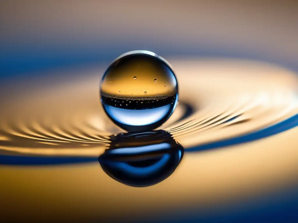 Compuestos de Mercurio: Veneno y Curas - Detallada imagen de una gota de mercurio suspendida en el aire, con reflejos y textura fascinantes