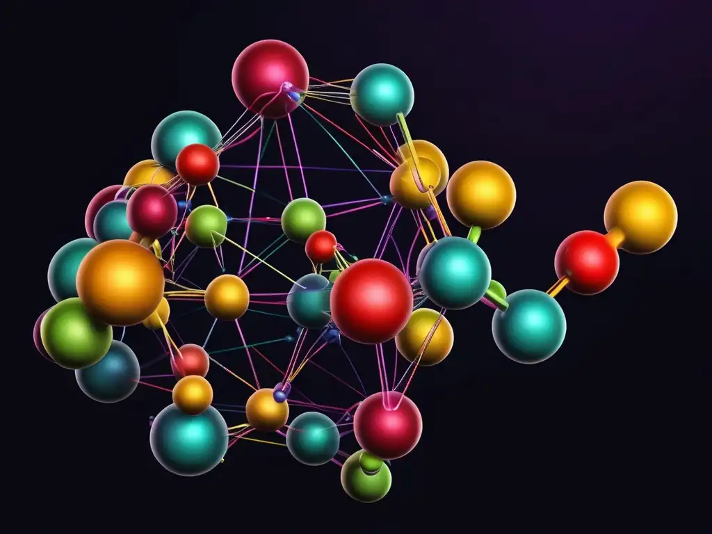 Importancia de la química orgánica: Detalle impresionante de un complejo molécula orgánica con increíbles colores, estructura y realismo