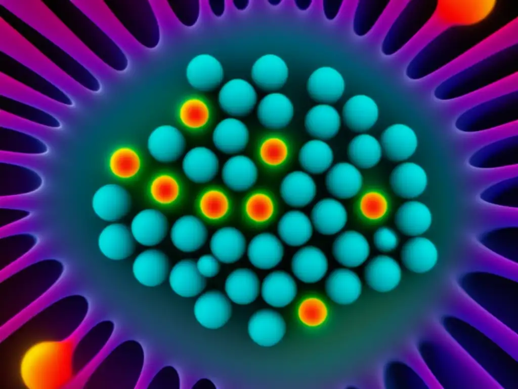 Nanomaterial química petroquímica: descubrimiento de estructura atómica y colores vibrantes en red interconectada de partículas nanométricas