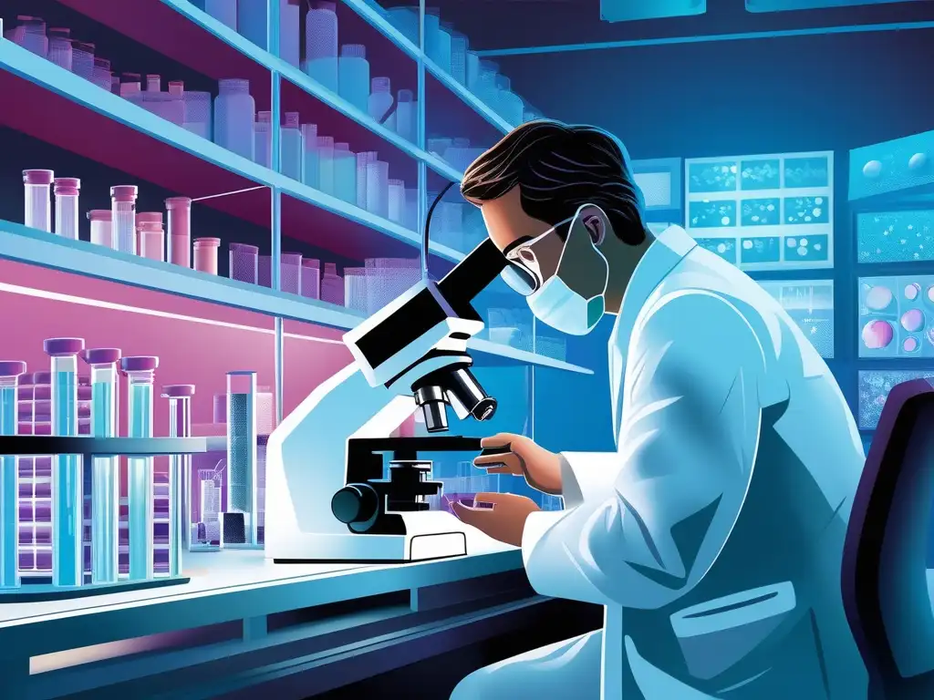 Imagen de científico observando nanomateriales, representando avances químicos clave en medicina