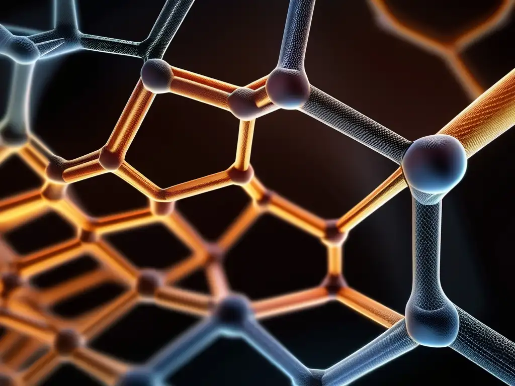 Estructura detallada de nanotubo de carbono, revelando su forma cilíndrica y disposición hexagonal de átomos de carbono