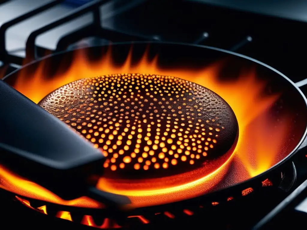 Cómo cocinar con reacciones químicas en una sartén llena de detalles: aceite, calor, colores vibrantes