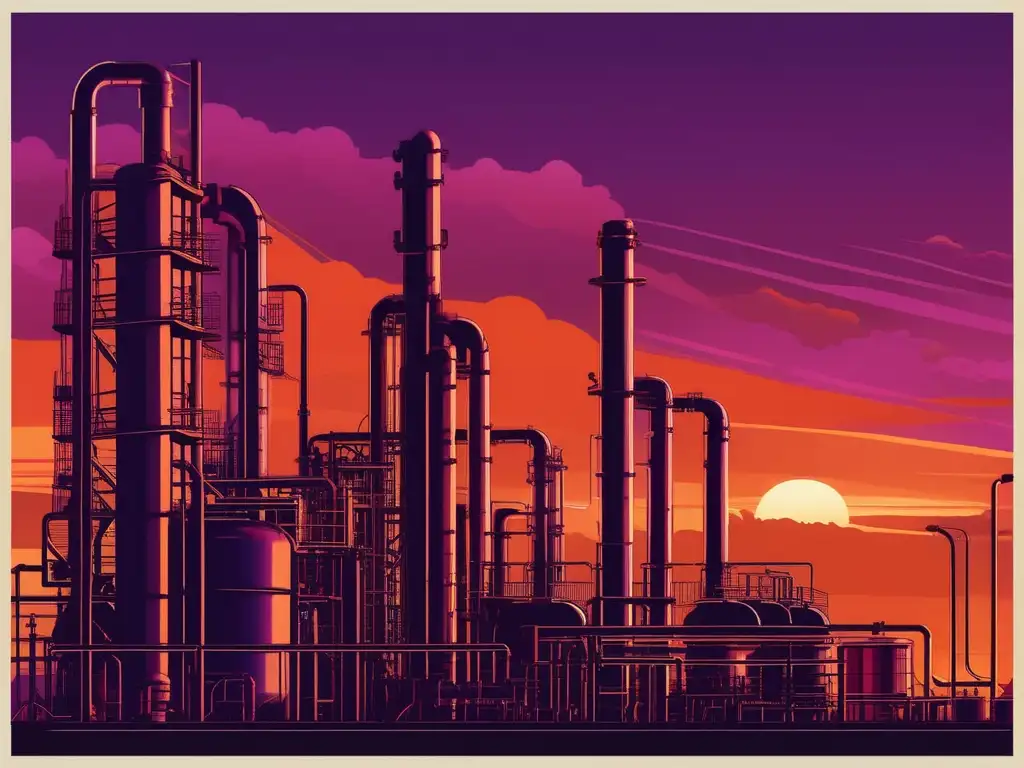 Mejores prácticas seguridad industria química en planta química al atardecer