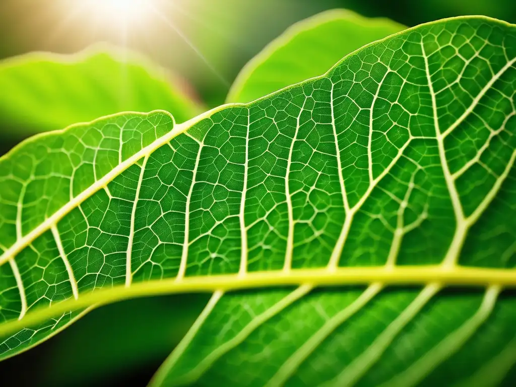 Planta verde en macro, muestra estructura y hojas