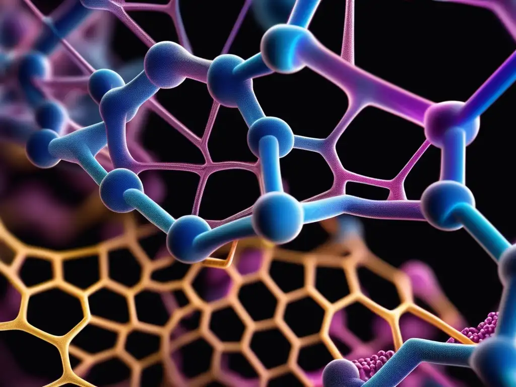 Estructura de cadena de polímero en 8k, revelando su complejidad y precisión molecular