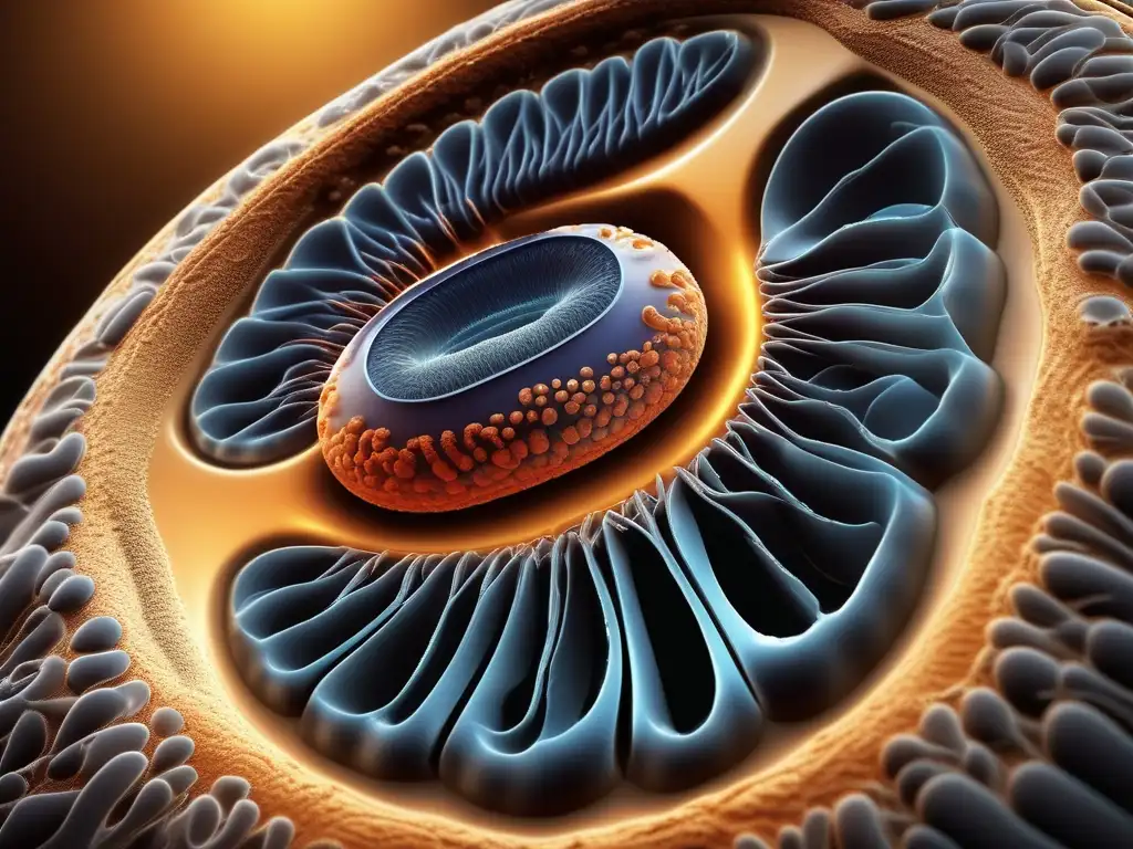 Impacto de la betaoxidación en el organismo: imagen macro detallada de la mitocondria celular mostrando el complejo proceso de betaoxidación