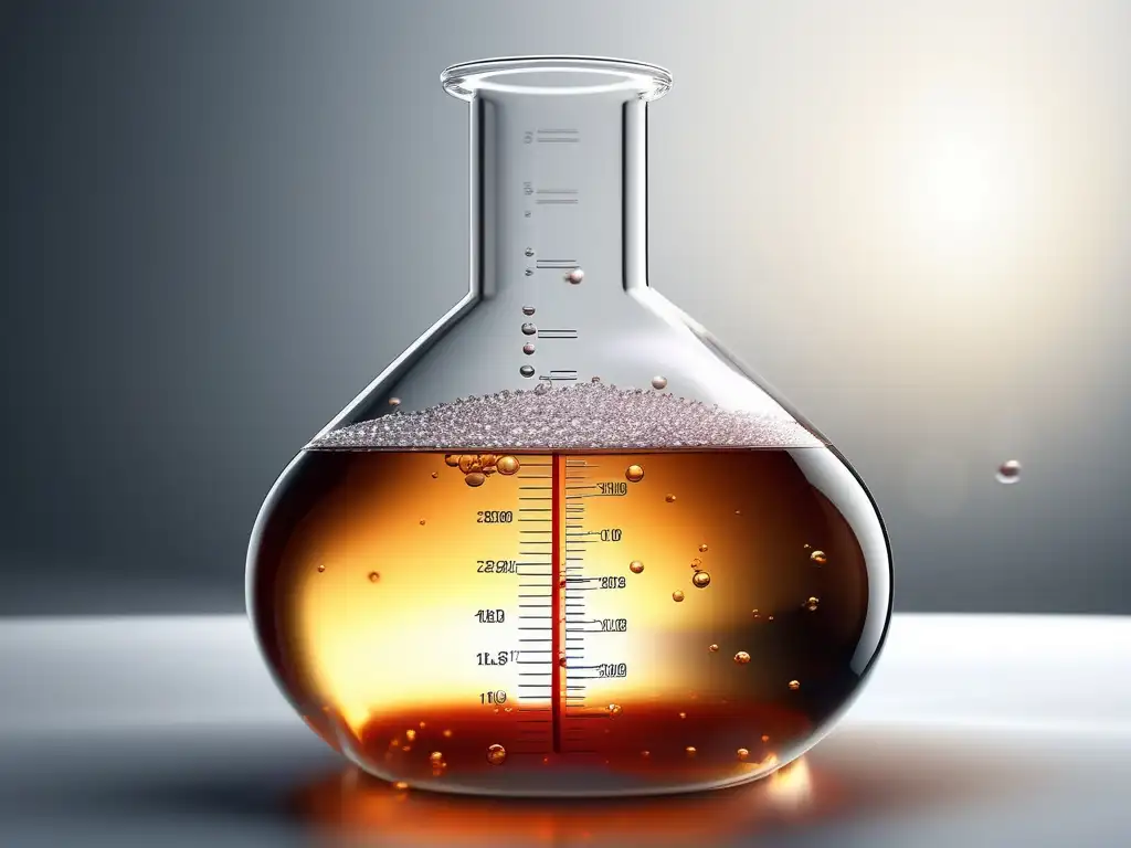 Proceso de coagulación química en frasco de laboratorio