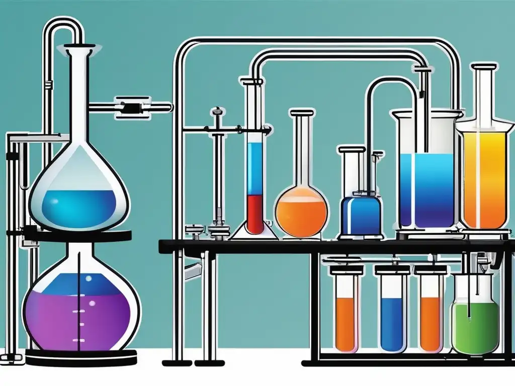 Proceso de cromatografía, destilación y extracción en laboratorio