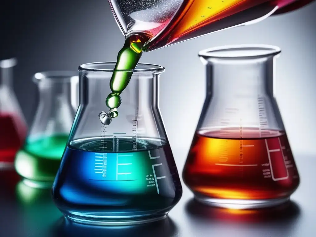 Mecanismos de reacciones orgánicas explicados en imagen de reacción química en laboratorio con detalles y colores vibrantes