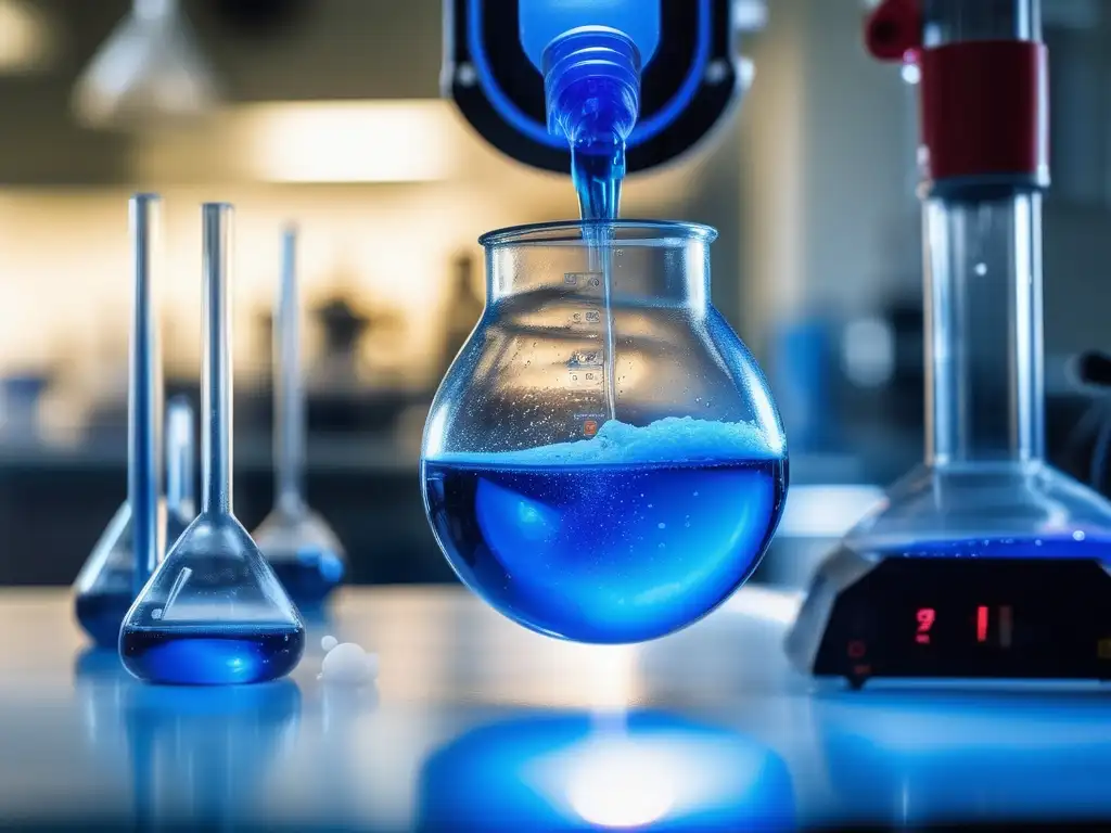 Procesos químicos innovadores en industria: reacción química en laboratorio de alta tecnología