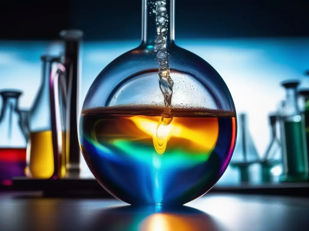 Reacción química con oxígeno: colores vibrantes y burbujas