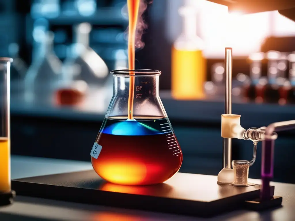 Importancia de la formación en química: reacción en laboratorio con colores y formas fascinantes