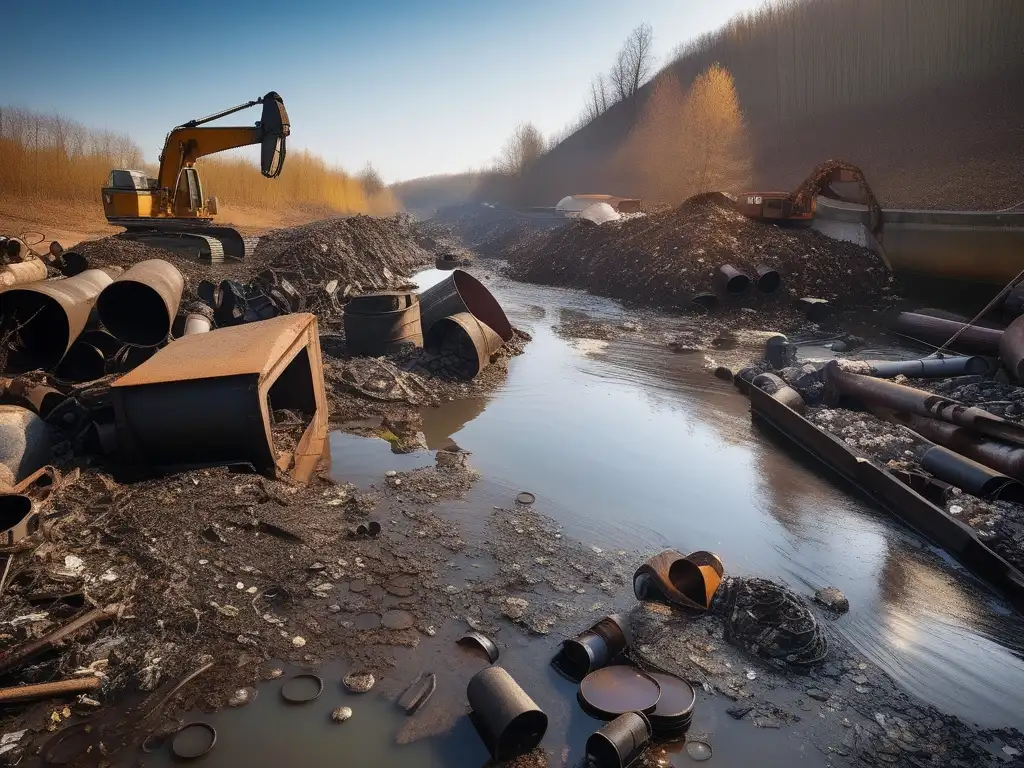 Avances tecnológicos en metales químicos: Río contaminado con desechos metálicos