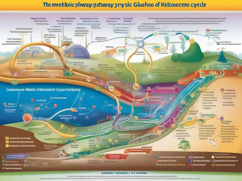 Importancia rutas metabólicas salud: imagen detallada de vías metabólicas mostrando procesos clave