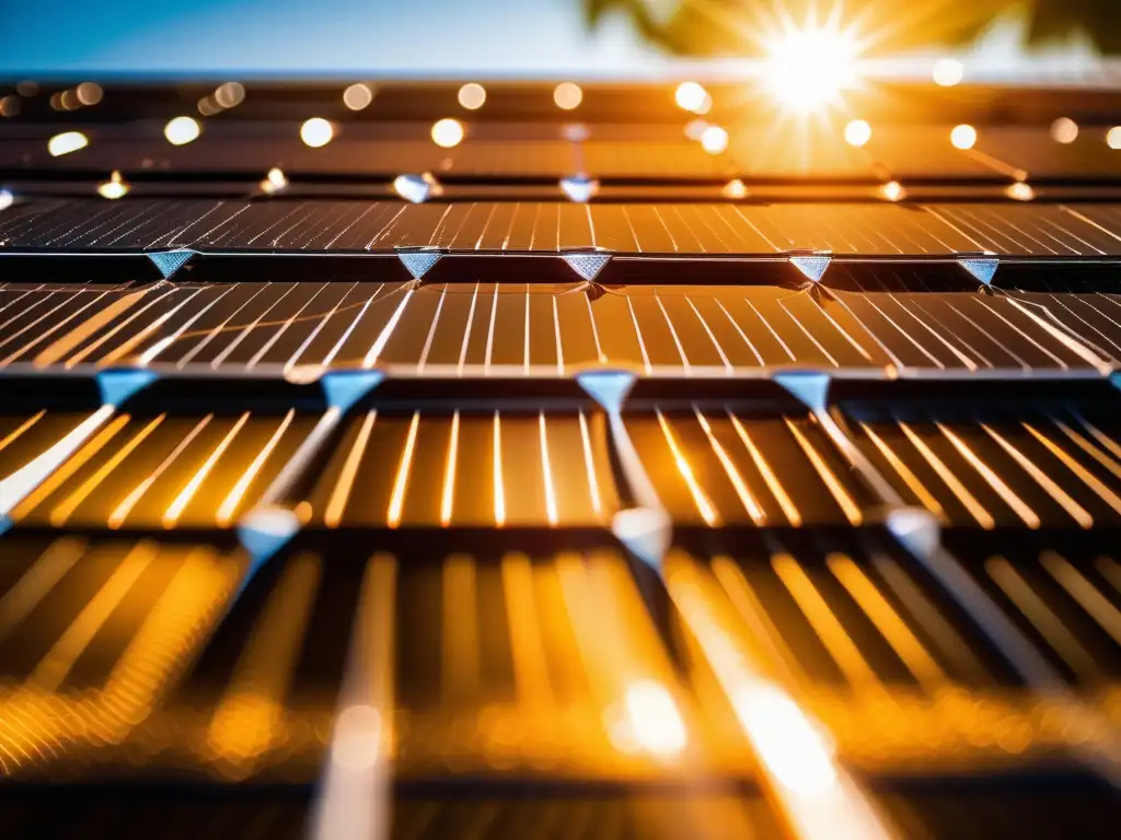 Panel solar capturando la luz del sol con materiales fotónicos en un entorno natural