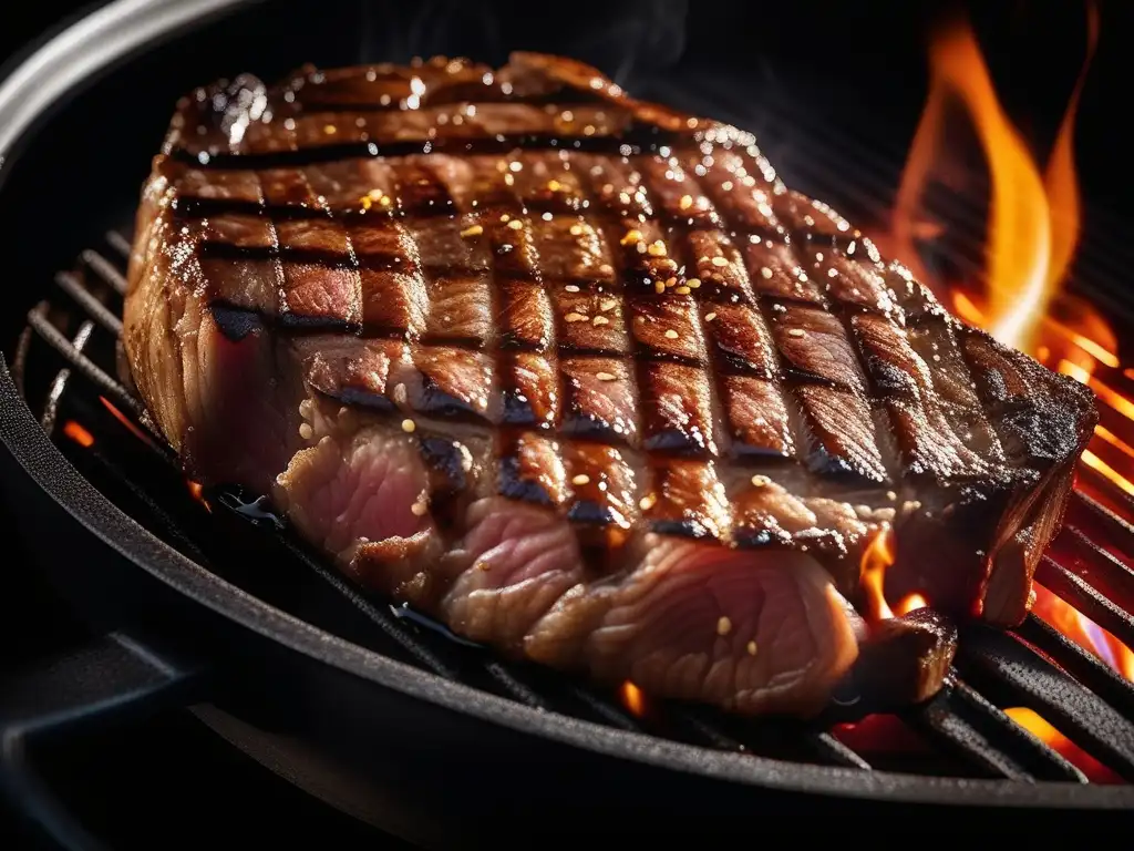 Impacto de la Maillardización en la gastronomía: steak caramelizado perfectamente sellado en la parrilla