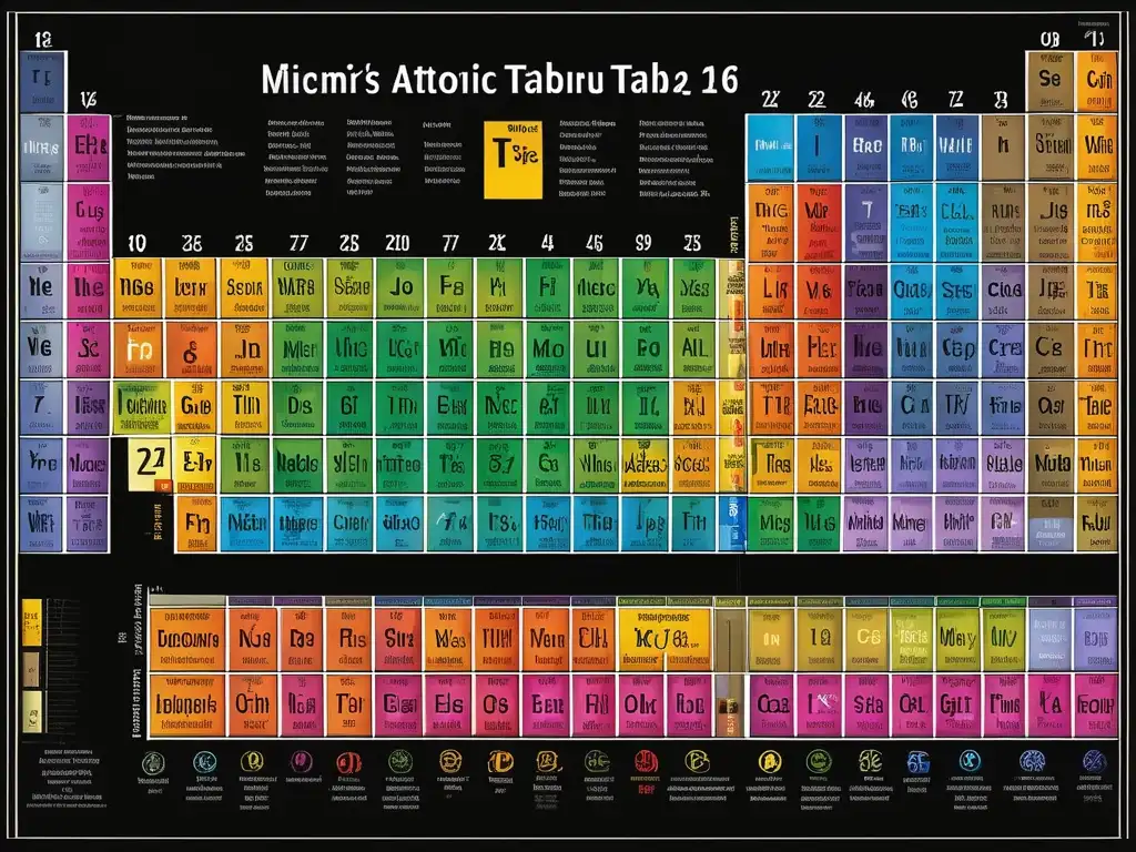 Tabla periódica con detalles de elementos químicos revolucionarios Mendeléyev